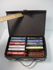 Vintage Vinyl 12 Cassette Audio Tape Carrying Case Faux Leather  10 tapes Music