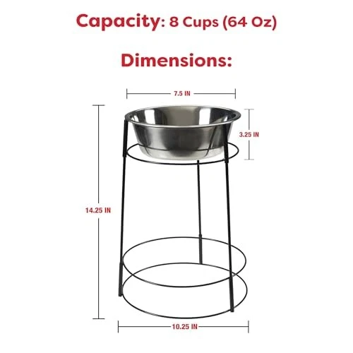 Plato de alimentación elevado de acero inoxidable para perros de 15 pulgadas de altura Foto 2 de 4