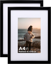 A4 Frame Set of 2, Wooden 8.3 X 11.7 Frame with Plexiglass for A5 Picture with M