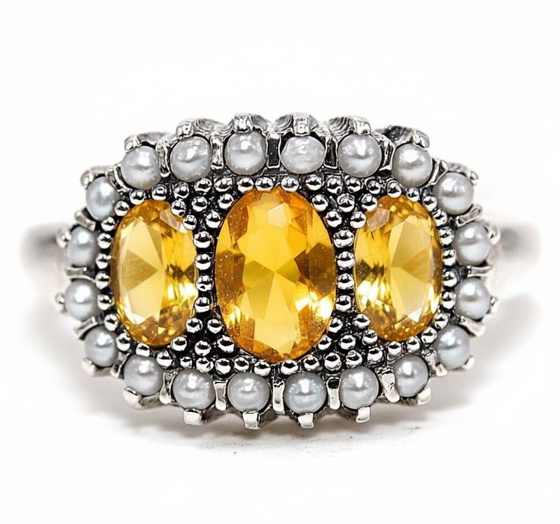 1CT  Citrine 925 Sterling Silver Filigree Ring Sz 7 PC9-3