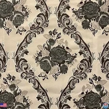 Vintage Damask Jacquard Fabric - Luxurious Rococo Victorian - 54" Wide - Silver