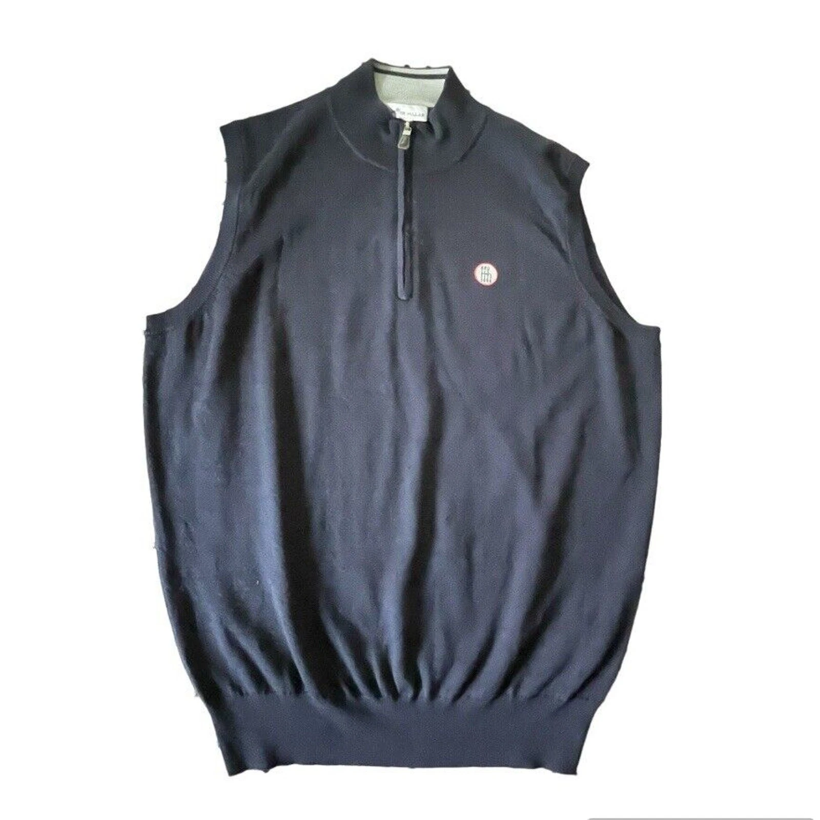 NWOT Peter Millar 1/4 Zip Pullover Sweater Vest Merino Wool Silk Blue Large Men
