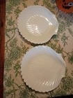 Arcopal Coquillage Shell Dishes White MILK GLASS Scallop Set of Two—8” x 8"
