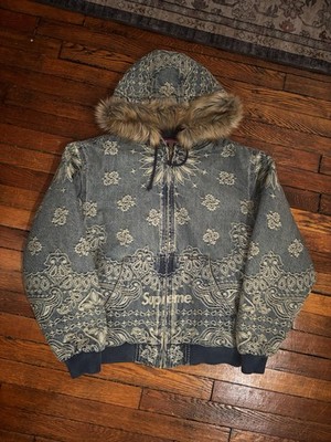 Supreme Bandana Jacquard Denim Hooded Work Jacket M | eBay