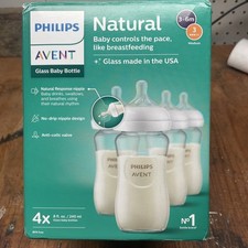 Philips Avent Natural Glass Baby Bottles 4 Pack 8 fl oz 240ml New Open Box