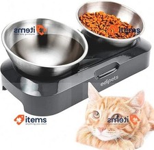 Edipets Comedero Para Perros Y Gatos Doble De Acero Inoxidable Medio Plata