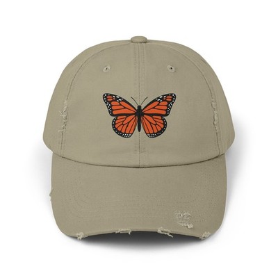 Monarch Butterfly Cap | Distressed Hat with DTF Print