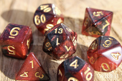 DnD Dice Set 7 Polyhedral Dice for Tabletop Roleplaying TTRPG Sanguine Galaxy