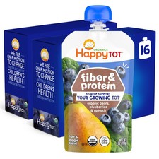 Baby Food Pouches Stage 4 Pears Blueberries Spinach 4oz Pack Organic Happy