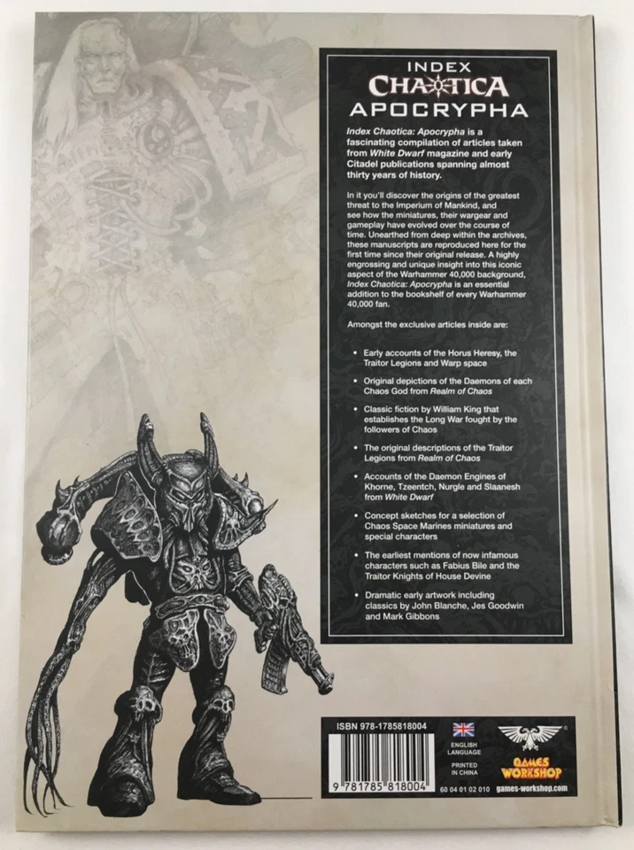 INDEX CHAOTICA APÓCRYPHA GAMES WORKSHOP WARHAMMER 40K 40.000 HC TAPA DURA 2016 Foto 2 de 3