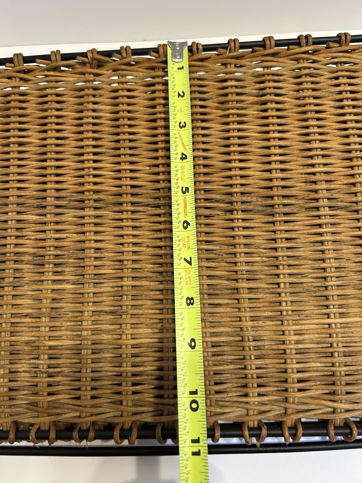 Vintage Mid Century Modern Magazine Holder Rattan Wicker Iron