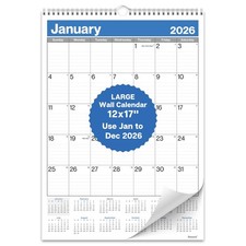 2026 Large Wall Calendar 12x17 Big Grid Jan Dec