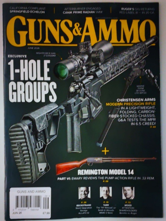 Guns and Ammo magazine June 2026 Exclusive 1-Hole Groups, Remington Model 14