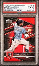 JUNIOR CAMINERO 2024 Topps Chrome Black #78 VARIATION RED REF. /5 PSA 10 POP 1