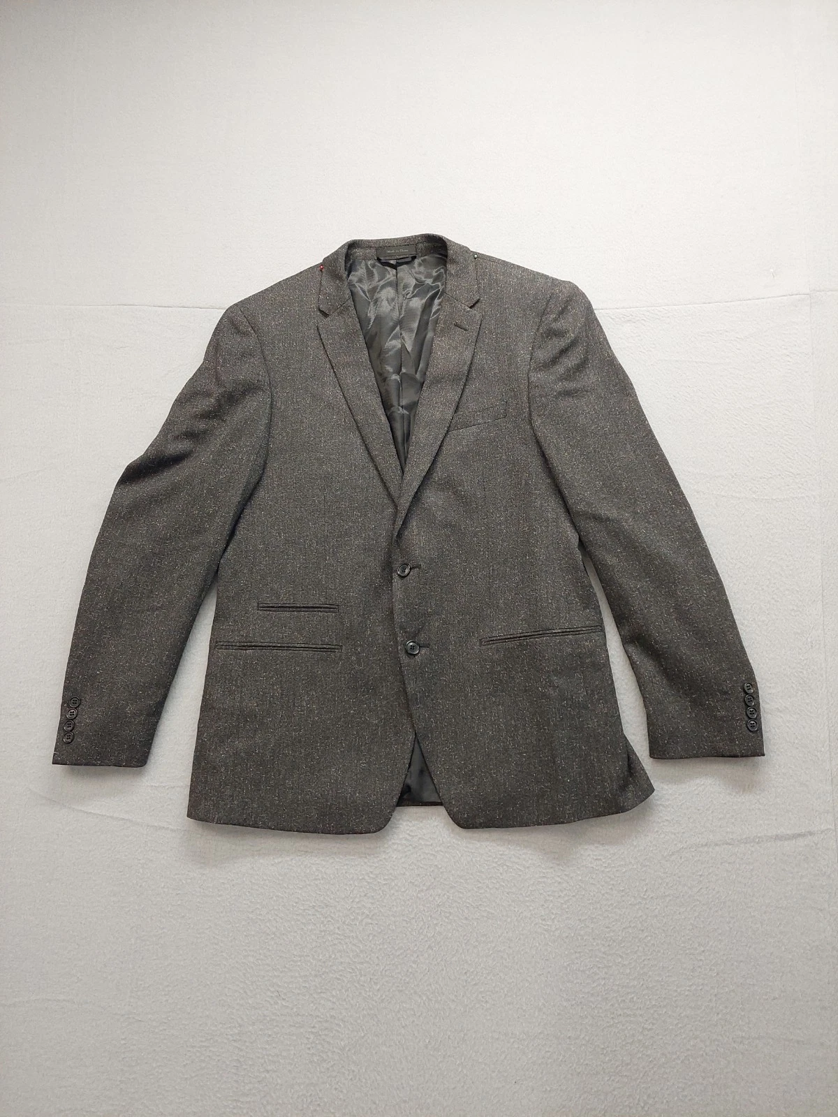 Andrew Fezza Men Blazer Jacket 42R Gray Textured Two Button Double Vented Formal