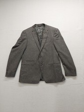 Andrew Fezza Men Blazer Jacket 42R Gray Textured Two Button Double Vented Formal
