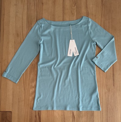 Neu Esprit Weiches 100% Bio Baumwolle 3/4 Arm Shirt Gr. XXL Türkis