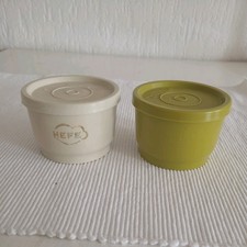 2Stück Tupperware Vintage Dosen mit Deckel  Nr. 1229-42,Hefe Zwiebel,grün Beige 