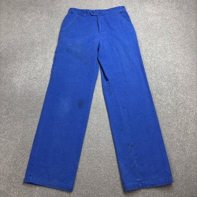 VINTAGE französische Hose Erwachsene 28x31 blau Workwear Chore Canvas Utility Herren