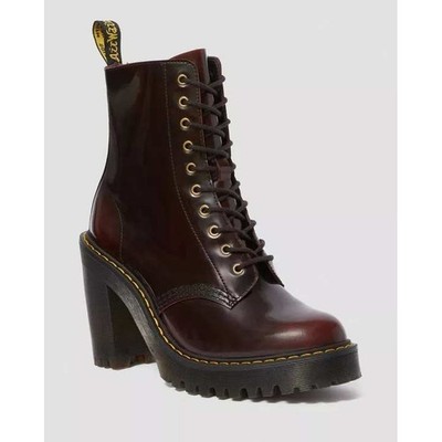 Dr. Martens Kendra Lace Up Boots Arcadia Cherry Red Leather 7