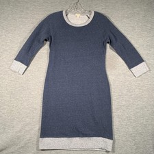 J Crew Dress Womens XS Blue French Terry 3/4 Sleeve Sweater Knee Length Casual