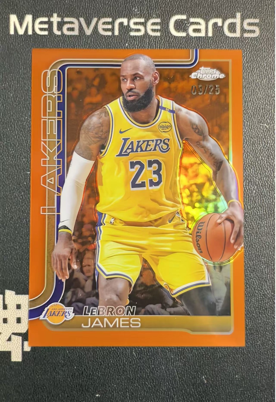 2025-26 Topps Chrome LeBron James Base Orange Refractor 03/25 SSP #127
