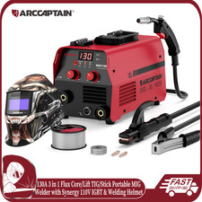 ARCCAPTAIN 130A 3-in-1 MIG Welder Flux Core/Lift TIG /Stick IGBT +Welding Helmet