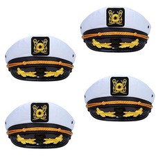 White Captain Hat Sailor Hat for Women Men Boating Party Costume Accessory