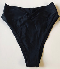 Aerie Women Swim High Cut Cheeky Bikini Bottom 1754 3981 Crossover Black Size S