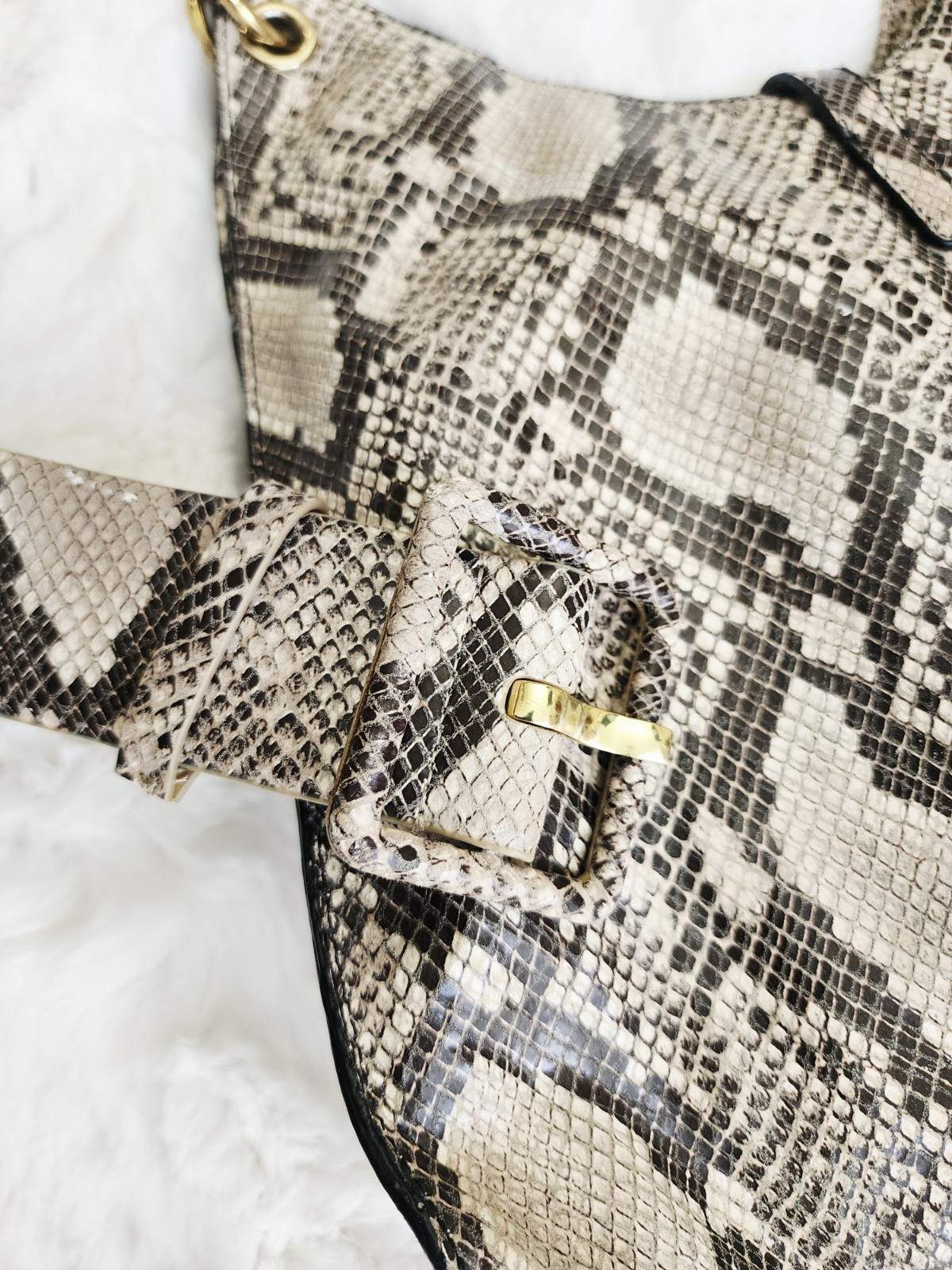 Talbots Python Snakeskin Leather Tan Work Handbag… - image 3