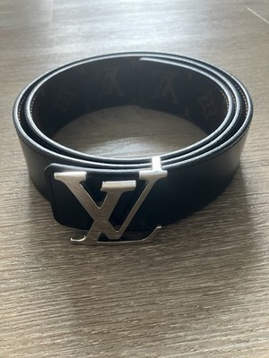 Louis Vuitton LV Monogram Reversible Mens Belt 85/34 Black Brown Silver Buckle
