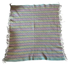 Vintage Pastel Hand Crocheted Soft Knitted Baby Blanket Throw Afghan Unisex