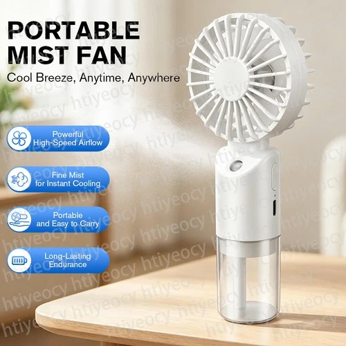 Portable Misting Fan Mini Handheld Fan Cooling USB Rechargeable Fan for Travel