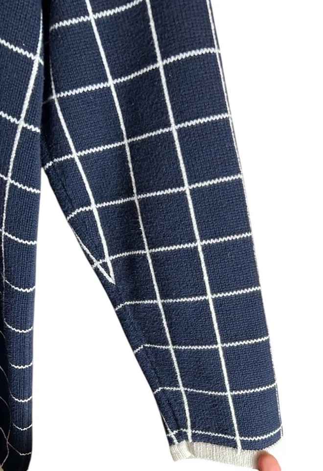 Liz Claiborne Window Pane Check Sweater 100% Cotton Size Large - Image 3 of 4
