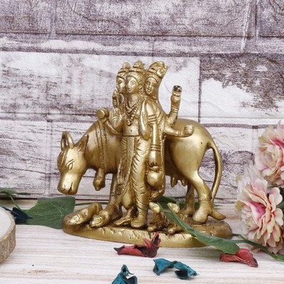 Brass Trimurti Figurine Trinity Idol Brahma Vishnu Shiva Mahesh