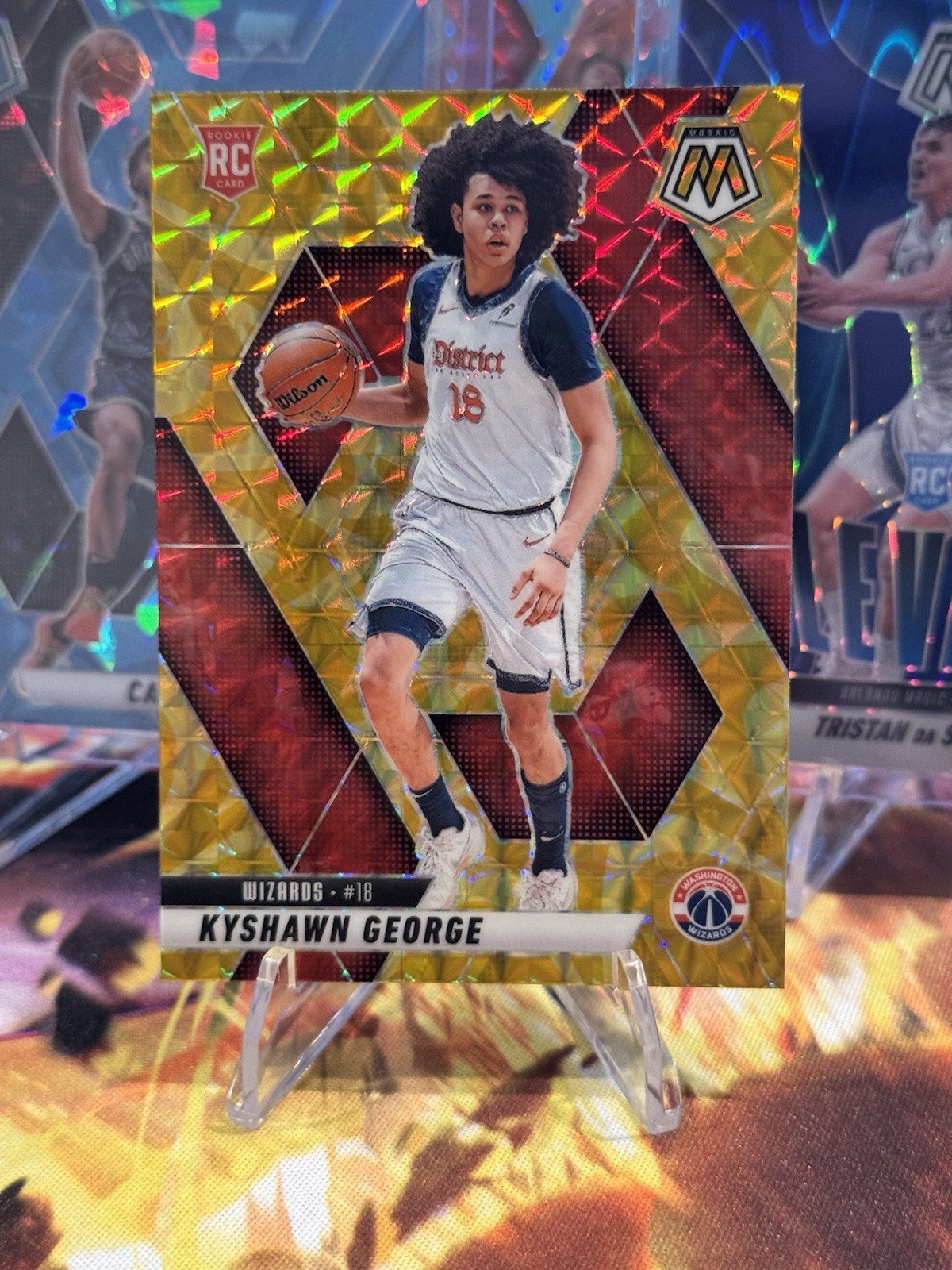 2024-25 Panini Mosaic - Rookies Kyshawn George #247 Reactive Yellow Mosaic Prizm