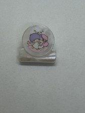 Vintage Sanrio Little Twin Stars Plastic Clip Shiny Pearl White 1977
