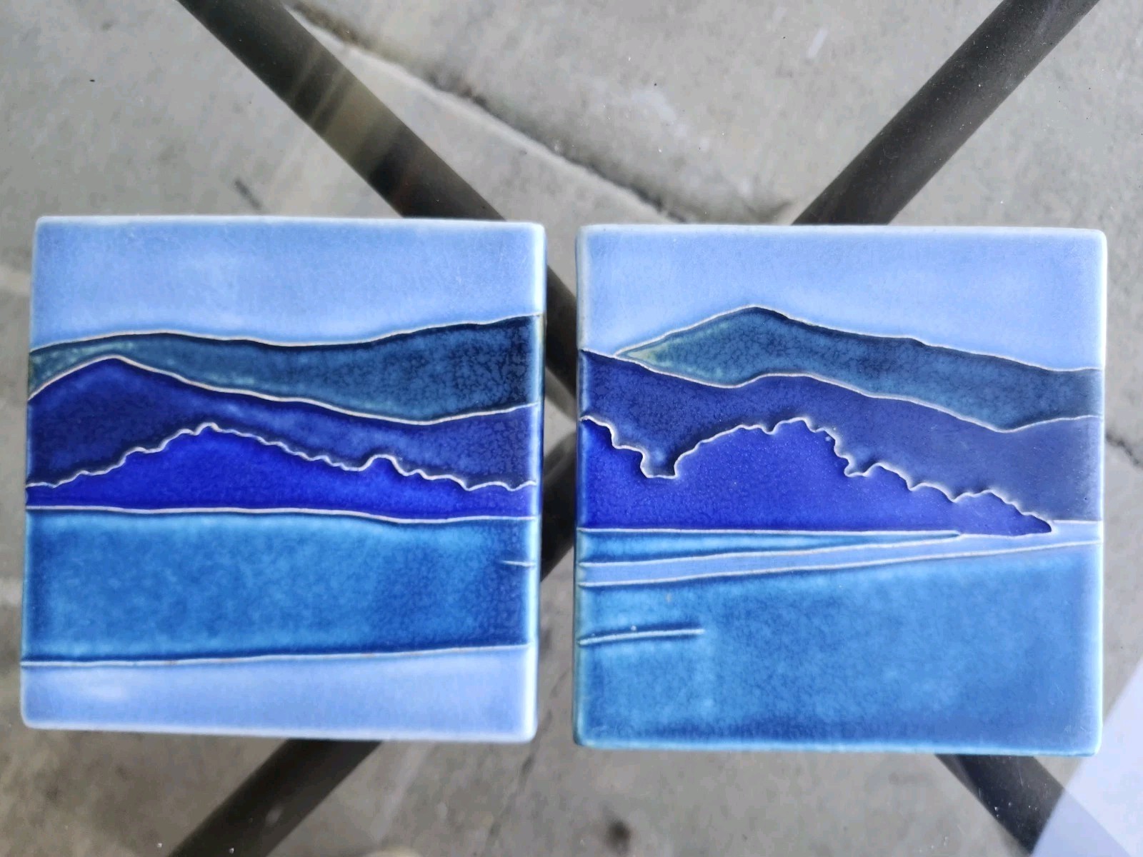 Motawi Tileworks 6x6 Lake Mountain Scape Tile Set Of 2 Ann Arbor Michigan