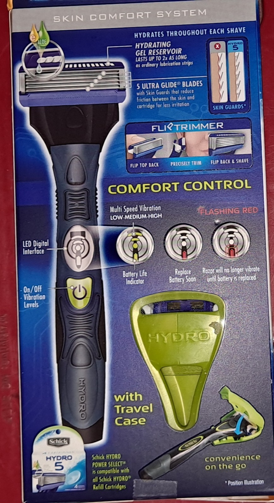 Schick Hydro 5 Power Select with Extra Cartridge and NEW Battery  NOS. 