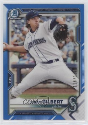 2021 Bowman Chrome Prospects Blue Refractor 116/150 Logan Gilbert Rookie RC n1u