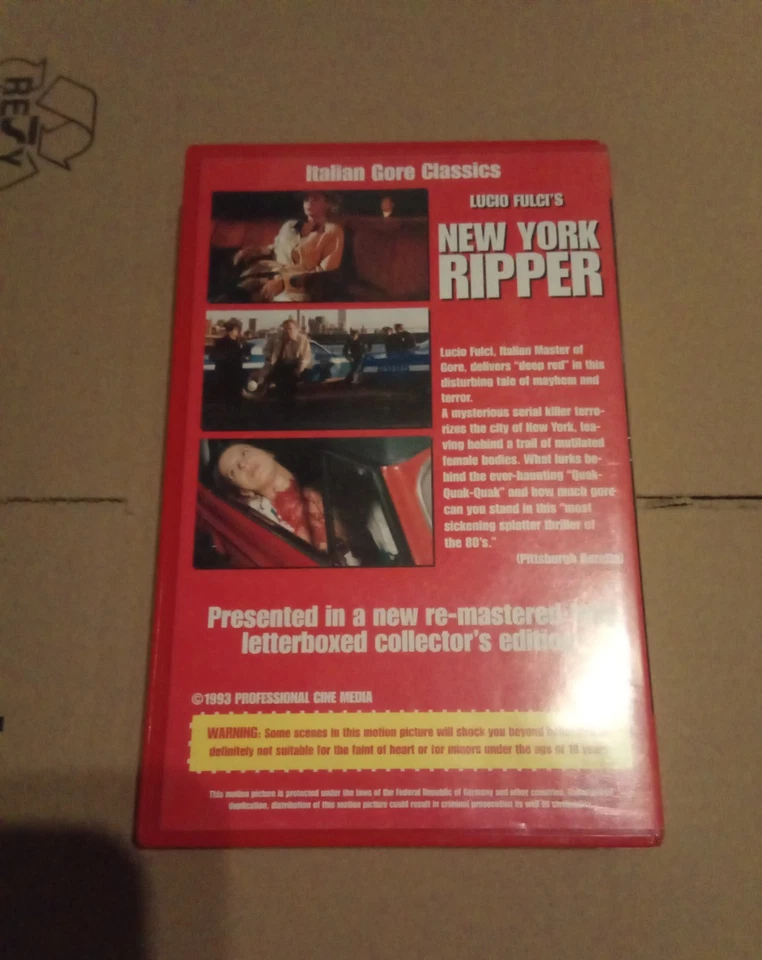 Lucio Fulci's N.Y. RIPPER Großbox / Rotes Tape in Englisch / Top Zustand SELTEN! - Bild 3 von 4