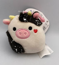 Select Series Squishmallows 3.5" Plush Clip CONNOR Black White Cow Clip