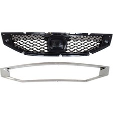 Front Black W Chrome Molding Grille Set For 2008-2010 Honda Accord Coupe