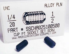 1/4-20x1/2 Hex Socket Set Screws Cup Point Alloy Steel (25)