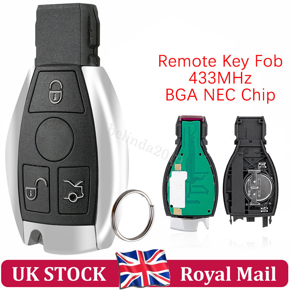 Mercedes Benz 3-Button Remote Key Fob Case - Replacement Shell For Sprinter, C, E, CLS, CLK, ML, SLK