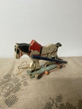 Ancien jouet en bois cheval à tirer peint à la main ? À restaurer  dans son jus