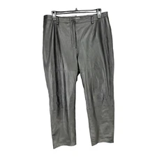 Elana Tanner Womens Leather Pants 18 Black High Waist Straight Moto Biker Vtg