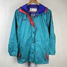VTG 90s Columbia Omni Tech Jacket Womens Small Hooded Windbreaker Color Block