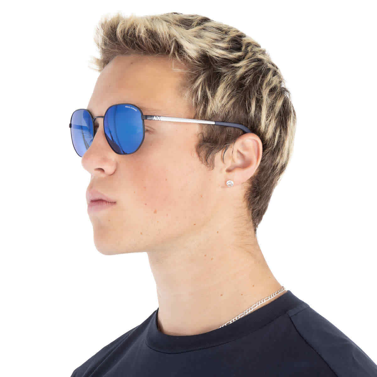 Armani Exchange Mirror Blue Geometric Men's Sunglasses Armani Exchange Mirror Blue Geometric Men's Sunglasses
