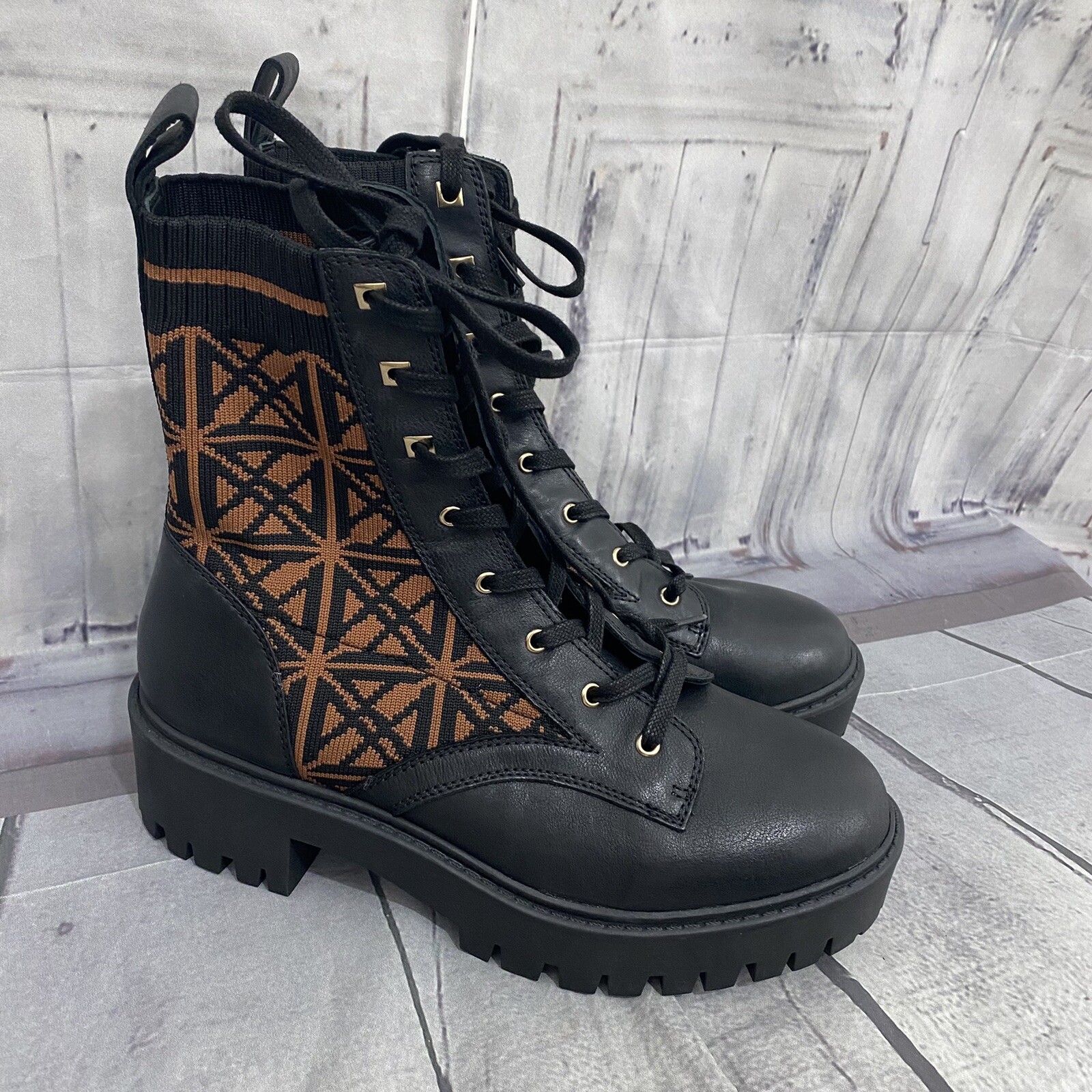 SAOLA Stivali da combattimento Antonio Melani neri marroni calzini Dempsayy suola stringata taglia 8